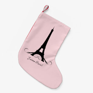 Petite Chaussette De Noël Tour Eiffel rose J'aime Paris !