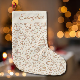 Petite Chaussette De Noël Traditional Cute Vintage Christmas Name Beige