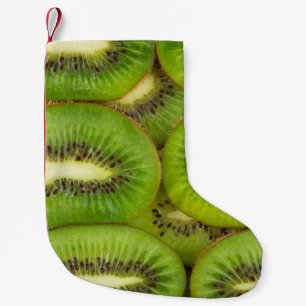 Petite Chaussette De Noël Tranches de kiwi frais et mûrs en brun de rôti, c