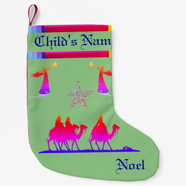 Petite Chaussette De Noël Trois Sages Hommes / Angels Se Stocker (Devant)