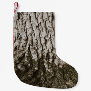 Petite Chaussette De Noël Tronc d'arbre gris