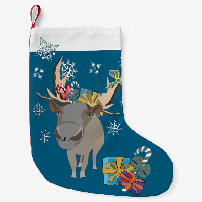 Petite Chaussette De Noël Tronc de Noël, renne (Devant)