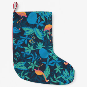 Petite Chaussette De Noël Tropical Artistique : Motif Flamant rose ananas.