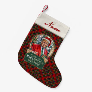 Petite Chaussette De Noël Trump MAGA Christmas Royal Stewart Tartan Plaid