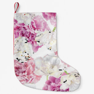 Petite Chaussette De Noël Tulipe blanche de pivoine rose Vintage