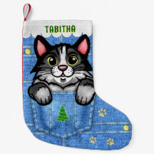 Tuxedo Chat à Faux Denim Poche avec nom personnali