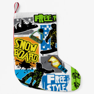 Petite Chaussette De Noël Typographie du snowboard : Arrière - plan d'Extrem