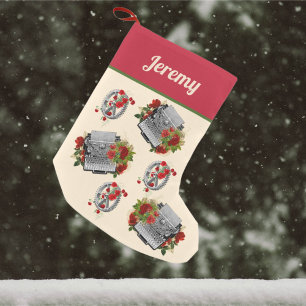 Petite Chaussette De Noël Typographie et engrenages Steampunk Noël