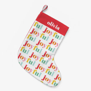 Petite Chaussette De Noël Typographie multicolore "joyeuse" amusante