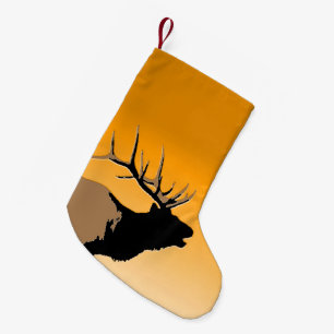 Petite Chaussette De Noël Un Elc chancelant au coucher du soleil - Art origi