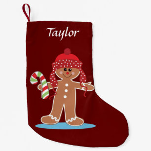 Petite Chaussette De Noël Un homme en pain d'épices avec le sourire