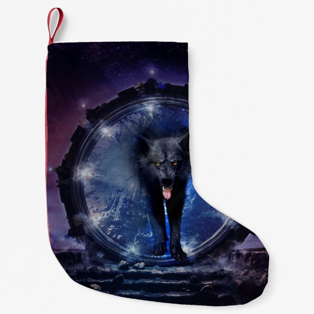 Petite Chaussette De Noël Un loup magnifique passe par la porte (Devant)