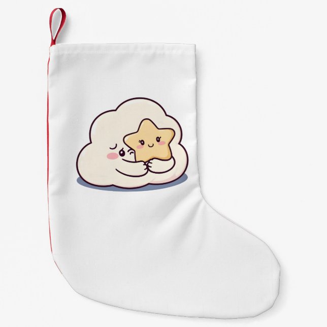 Petite Chaussette De Noël Un nuage timide embrasser une étoile (Devant)
