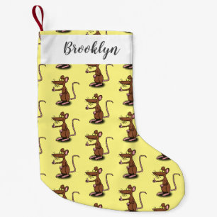 Petite Chaussette De Noël Un rat brun mignon pouce vers le haut dessin animé