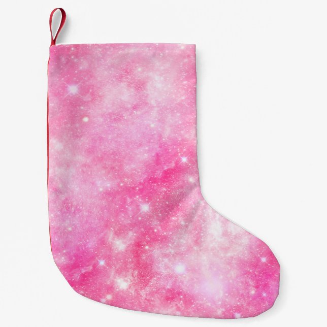 Petite Chaussette De Noël Univers de galaxie rose (Devant)