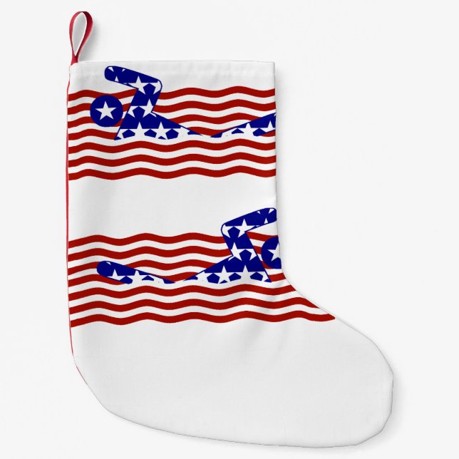 Petite Chaussette De Noël USA Patriotique Sports de natation (Devant)
