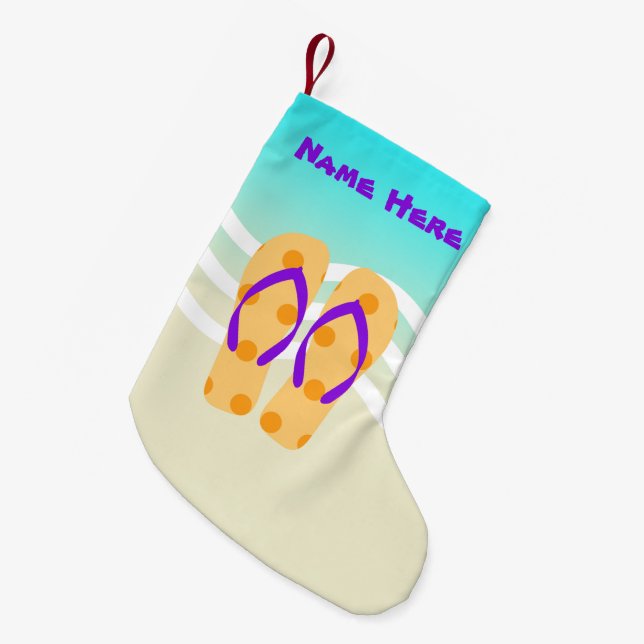 Petite Chaussette De Noël Vacances de Noël des vagues de plage tropicale (Devant (Accrochage))
