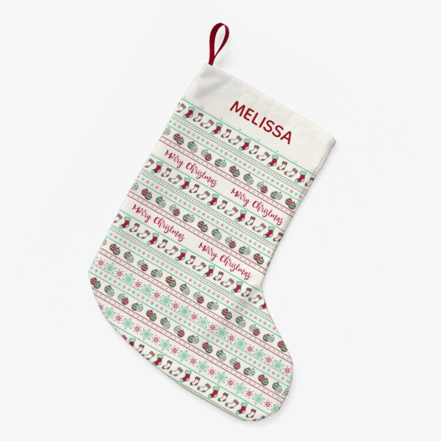 Petite Chaussette De Noël Vacances Motif de Noël moche (Devant (Accrochage))