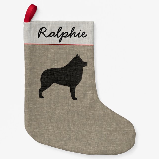 Petite Chaussette De Noël Vacances personnalisées par silhouette de chien de (Devant)