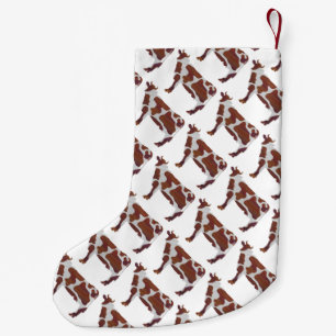 Petite Chaussette De Noël Vache Brown et blanche Silhouette