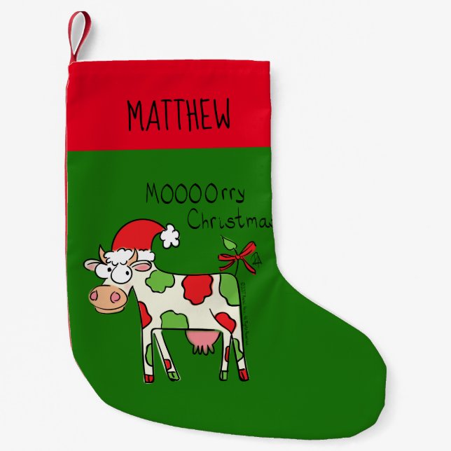 Petite Chaussette De Noël Vache Drôle Cartoon Noël Vacances Stocker (Devant)