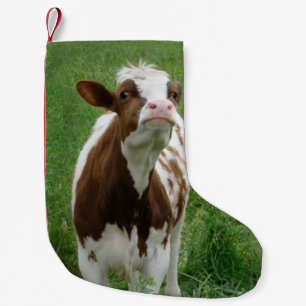 Petite Chaussette De Noël Vache laitière sur la ferme