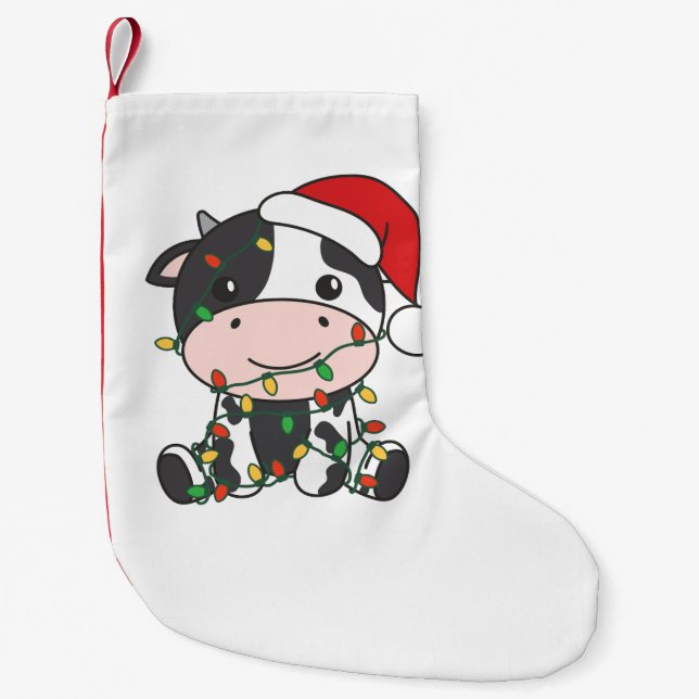 Petite Chaussette De Noël Vache Noël Animaux d'hiver Vaches de vacances (Devant)