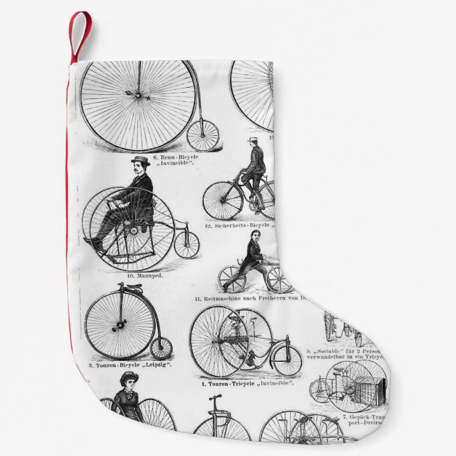Petite Chaussette De Noël Vélo à grande roue Penny Farthing (Devant)