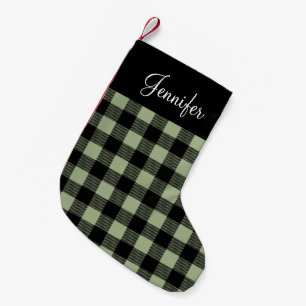 Petite Chaussette De Noël Véranda rustique personnalisée vert sauge Buffalo