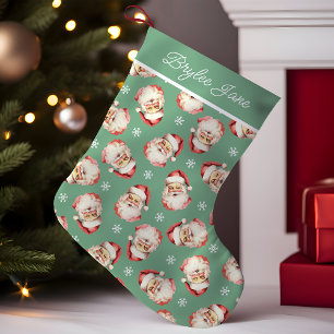 Petite Chaussette De Noël Vert Santa Claus Rétro Vintage Personnalisé