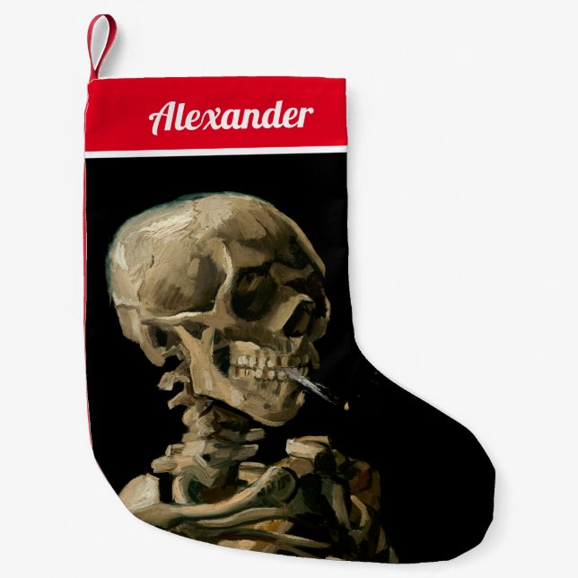 Petite Chaussette De Noël Vincent van Gogh - Crâne avec cigarette brûlante (Devant)