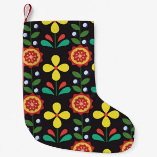 Petite Chaussette De Noël Vintage rétro vintage fleurs lignes verticales cou