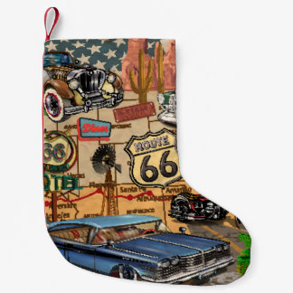 Petite Chaussette De Noël Vintage Route 66, affiche nostalgique.