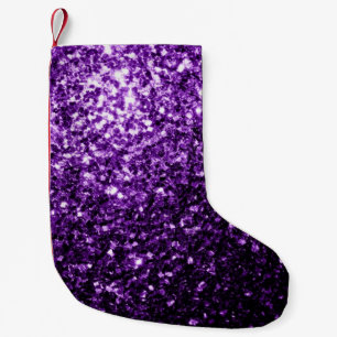 Petite Chaussette De Noël Violet foncé faux brillant paillettes scintille
