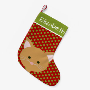 Petite Chaussette De Noël Visage de Kitty mignon orange