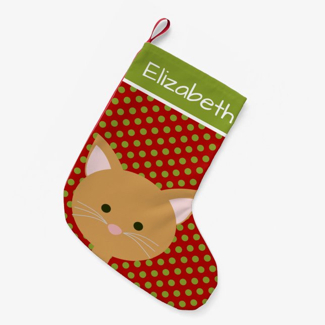 Petite Chaussette De Noël Visage de Kitty mignon orange (Devant (Accrochage))