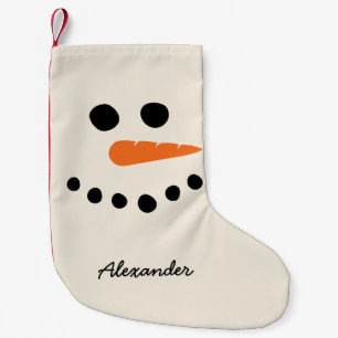 Petite Chaussette De Noël Visage Snowman avec nom personnalisé