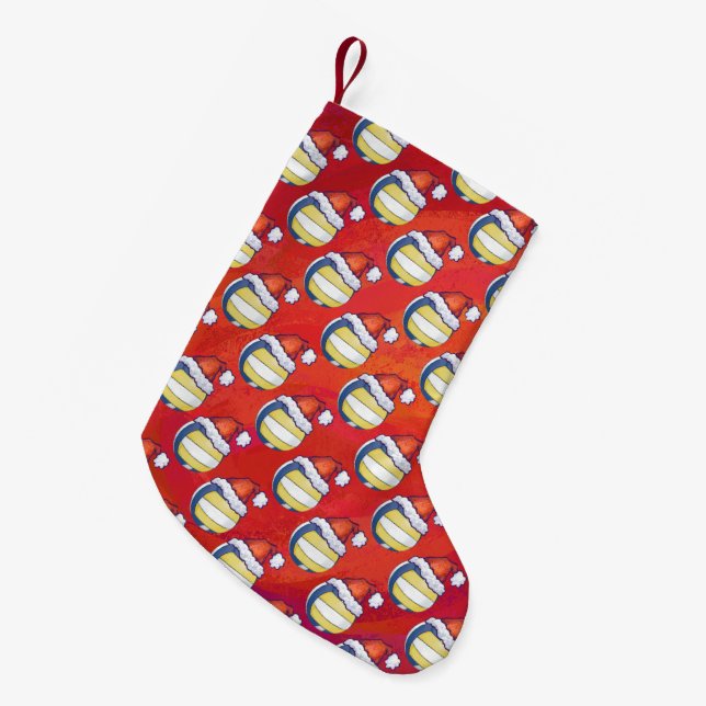 Petite Chaussette De Noël Volley-ball avec Casquette de Noël (Devant (Accrochage))
