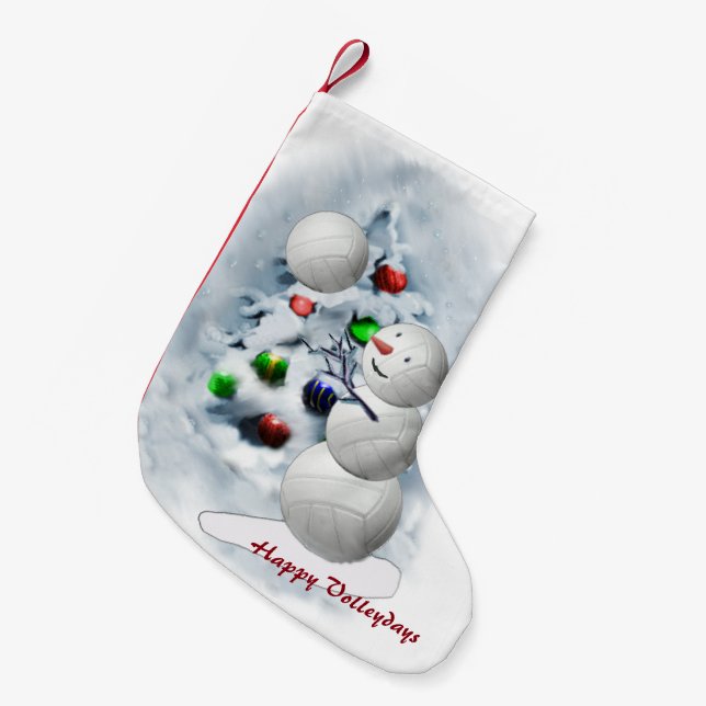 Petite Chaussette De Noël Volley-ball Snowman Noël (Devant (Accrochage))