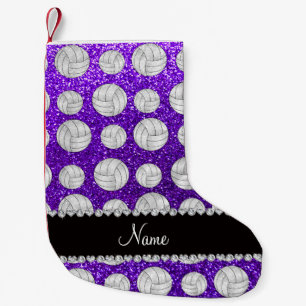 Petite Chaussette De Noël Volleyballs pourpres de parties scintillantes