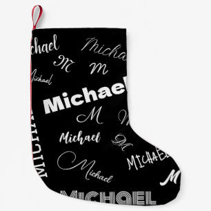 Petite Chaussette De Noël Votre nom et monogramme motif personnalisé noir