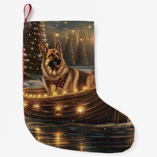 Petite Chaussette De Noël Voyage de Noël du berger allemand (Devant)