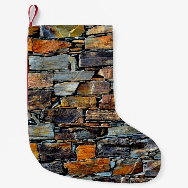 Petite Chaussette De Noël Vue détaillée d'une vieille pierre traditionnelle  (Devant)