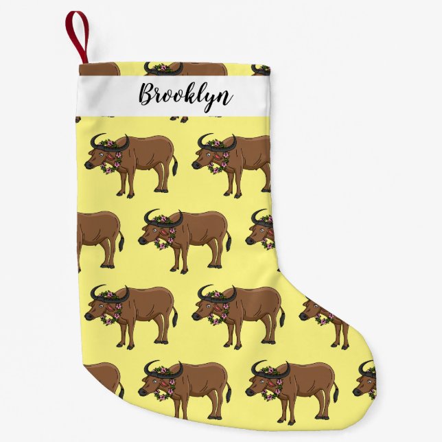 Petite Chaussette De Noël Water buffalo with flowers (Devant)