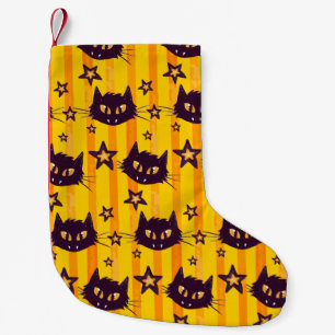 Petite Chaussette De Noël Watercolor Cat et Star Pattern
