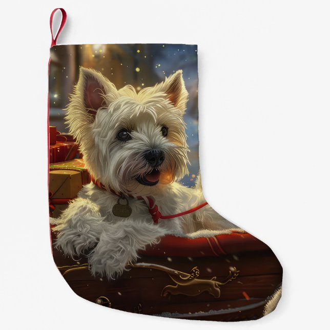 Petite Chaussette De Noël West Highland White Terrier Chien Festif de Noël (Devant)