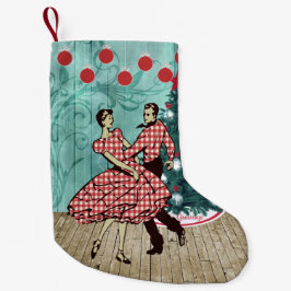 Petite Chaussette De Noël Western Carré Dancing Couple Christmas Dance
