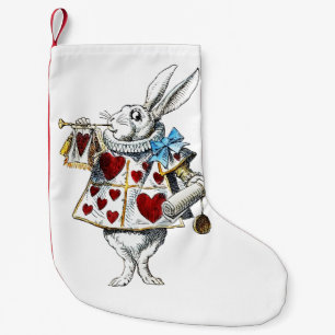 Petite Chaussette De Noël White Rabbit Alice Wonderland Hearts