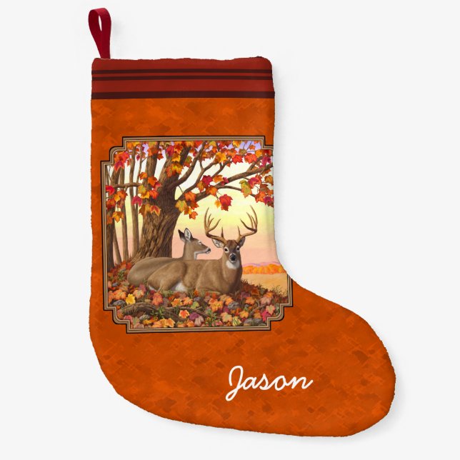 Petite Chaussette De Noël Whitetail Deer Maple Tree Autumn (Devant)