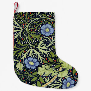 Petite Chaussette De Noël William Morris Fleur d'antiquité aux algues marine